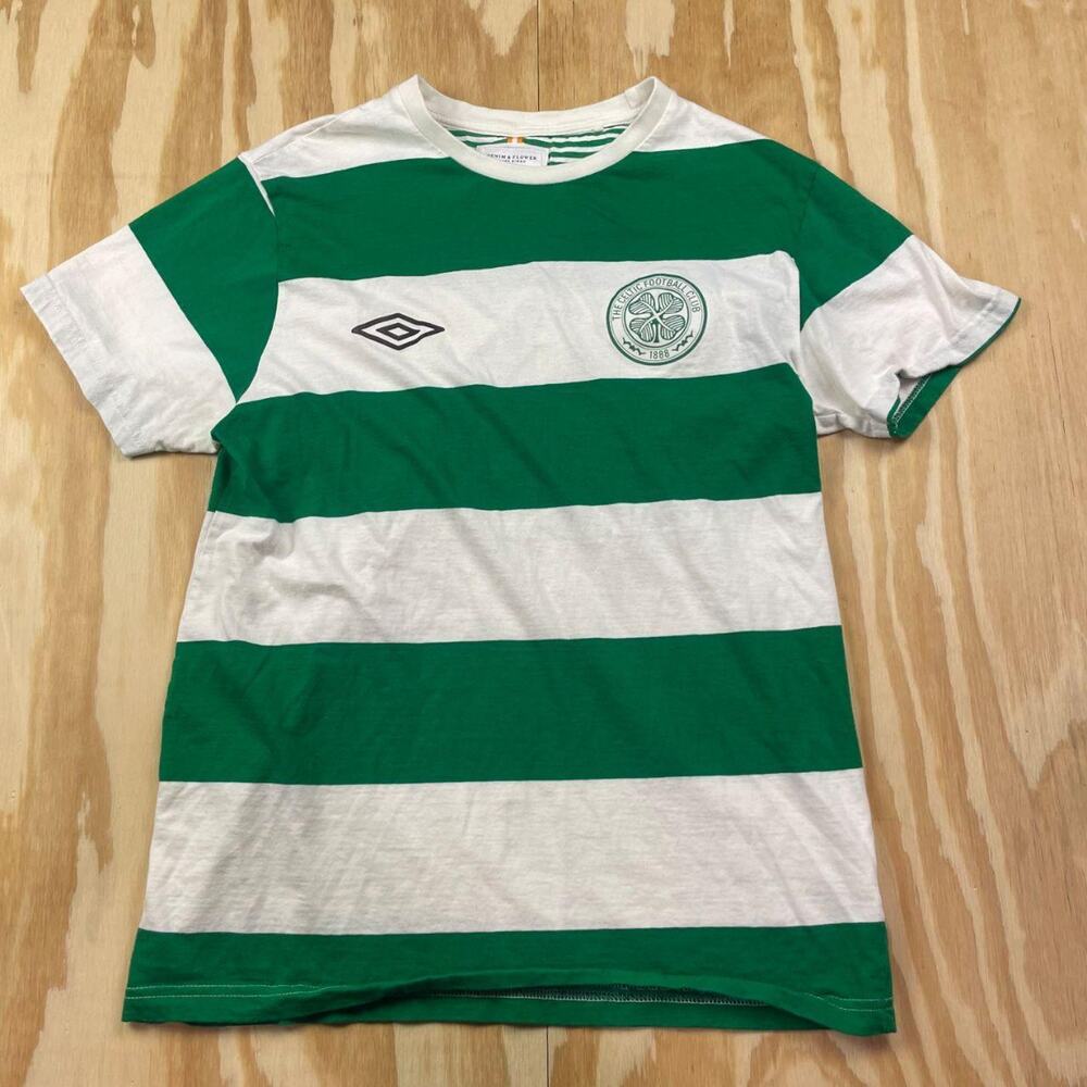 Vintage Style Celtic F.C. Inspired Rugby Shirt – Green/White – Men’s M